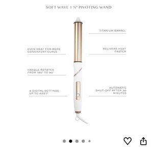 Gold & White Curling Wand - 1¼" Titanium Barrel